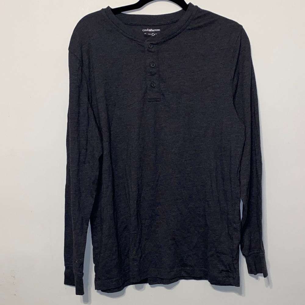 Croft & Barrow Charcoal Long Sleeve Henley Shirt